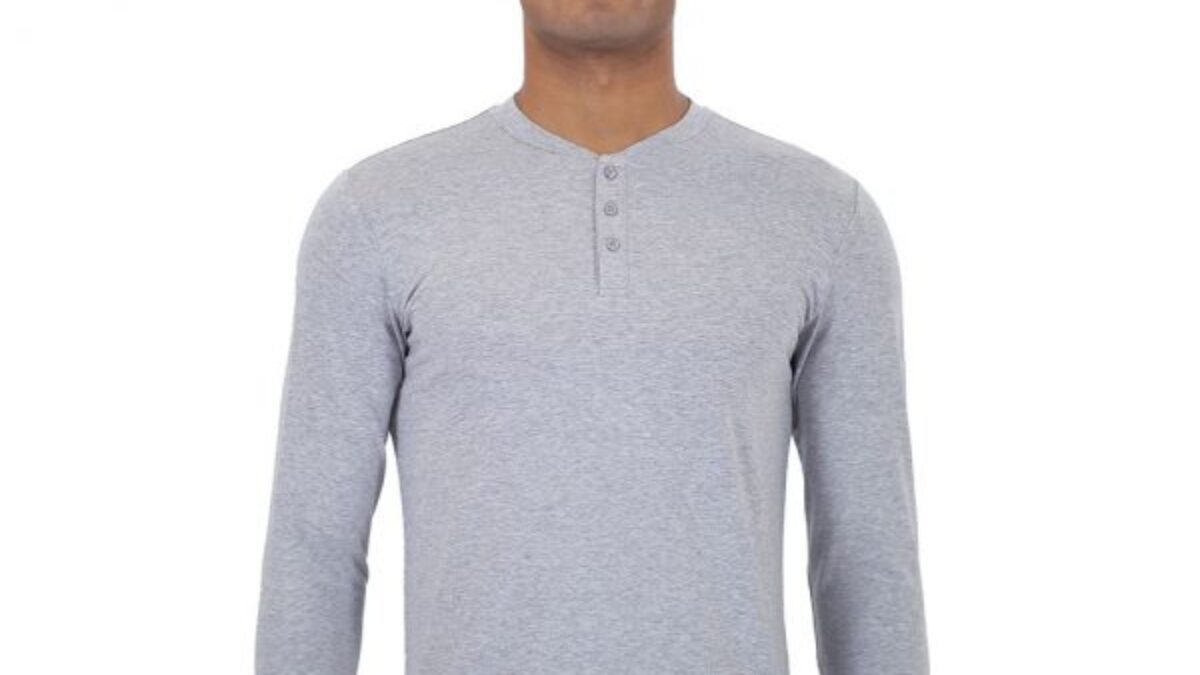 New Men Thermal Henley Shirt T-shirts Long Sleeve Cotton Pullover Three  Buttons